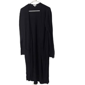 Susina Black Long Sleeve Knit Sweater Long Duster Cardigan Women Sz M